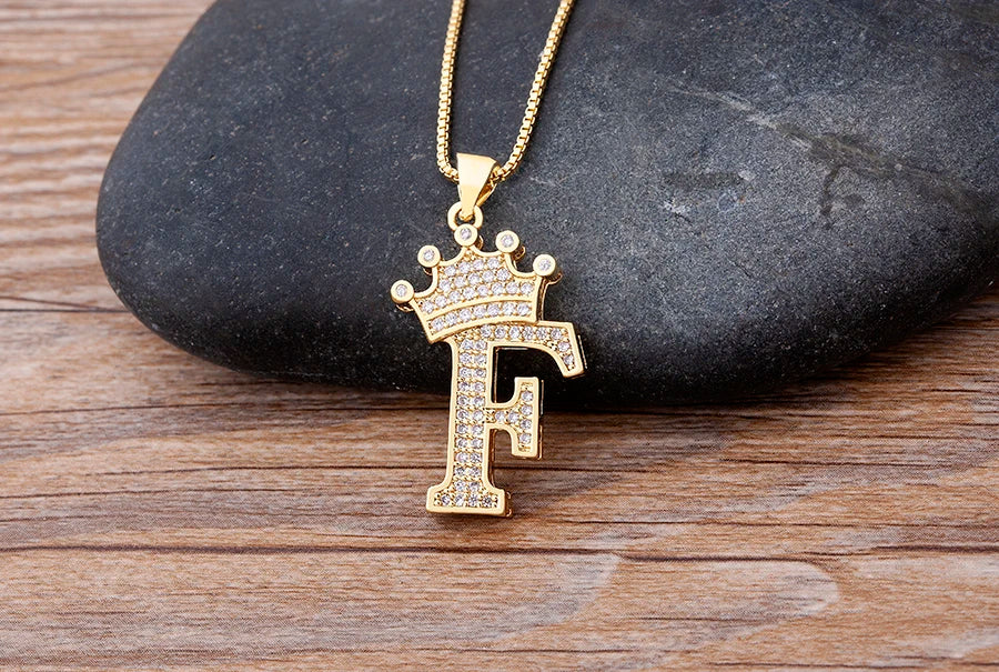 Luxury Crown Letter Necklace