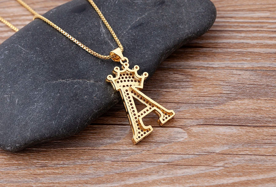 Luxury Crown Letter Necklace