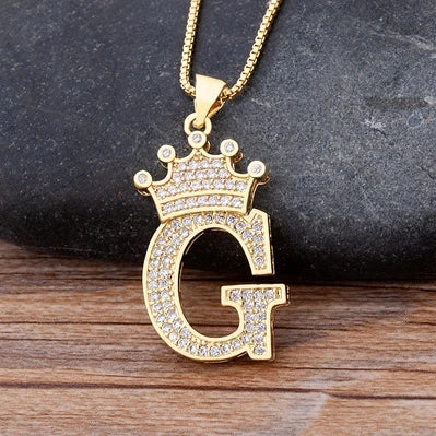 Luxury Crown Letter Necklace