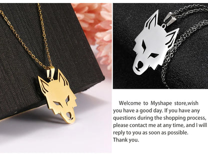 My shape Wolf Necklace for Men Women Stainless Steel Necklaces Men's chain Fashion Animal Male Necklace Punk Jewelry Boy Gifts