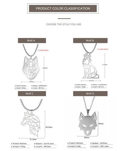 My shape Wolf Necklace for Men Women Stainless Steel Necklaces Men's chain Fashion Animal Male Necklace Punk Jewelry Boy Gifts