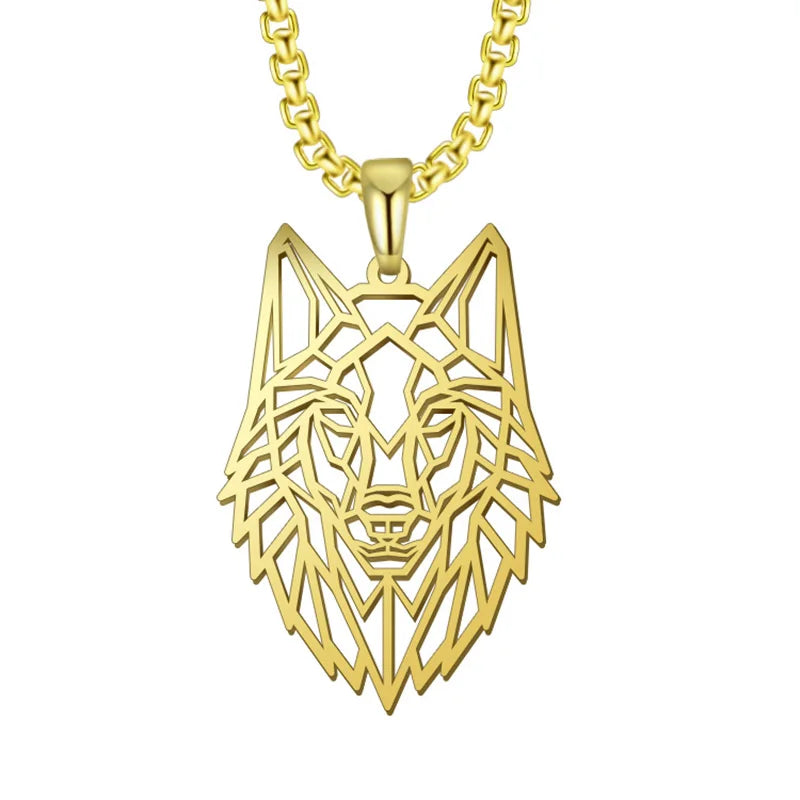 My shape Wolf Necklace for Men Women Stainless Steel Necklaces Men's chain Fashion Animal Male Necklace Punk Jewelry Boy Gifts