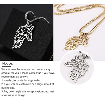My shape Wolf Necklace for Men Women Stainless Steel Necklaces Men's chain Fashion Animal Male Necklace Punk Jewelry Boy Gifts