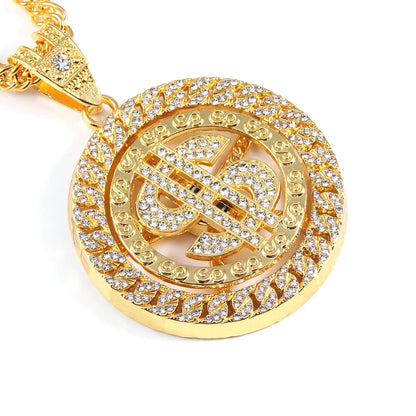 Rotatable Dollar Pendant Necklace