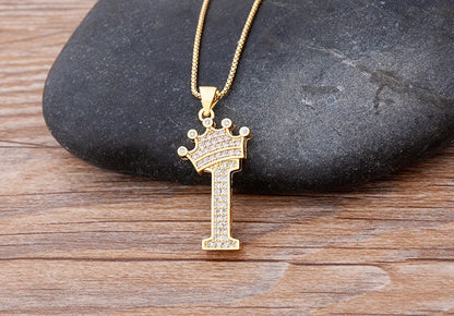 Luxury Crown Letter Necklace