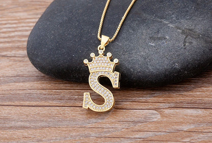 Luxury Crown Letter Necklace