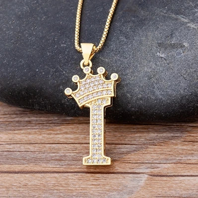 Luxury Crown Letter Necklace