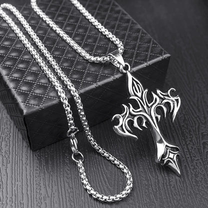 Steel Warrior Cross Necklace
