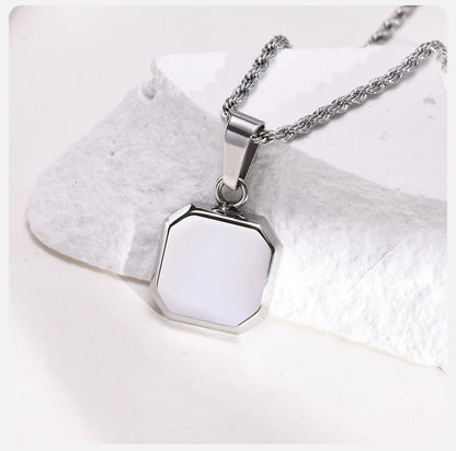 Vnox A-Z Initial Letters Men Necklaces, Geometric Pendant with Box Cuban Rope Chain, Stainless Steel Square Simple Collar