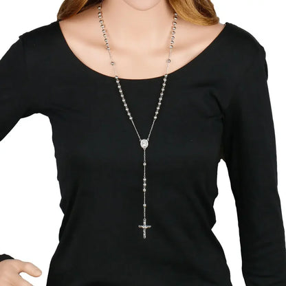 Metal Bead Rosary Necklace