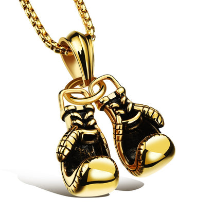 Double Boxing Glove Pendant Necklace