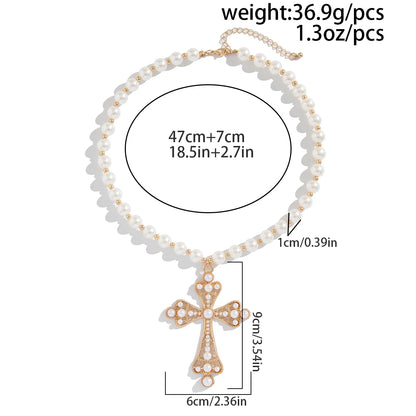 Gothic Pearl Cross Choker