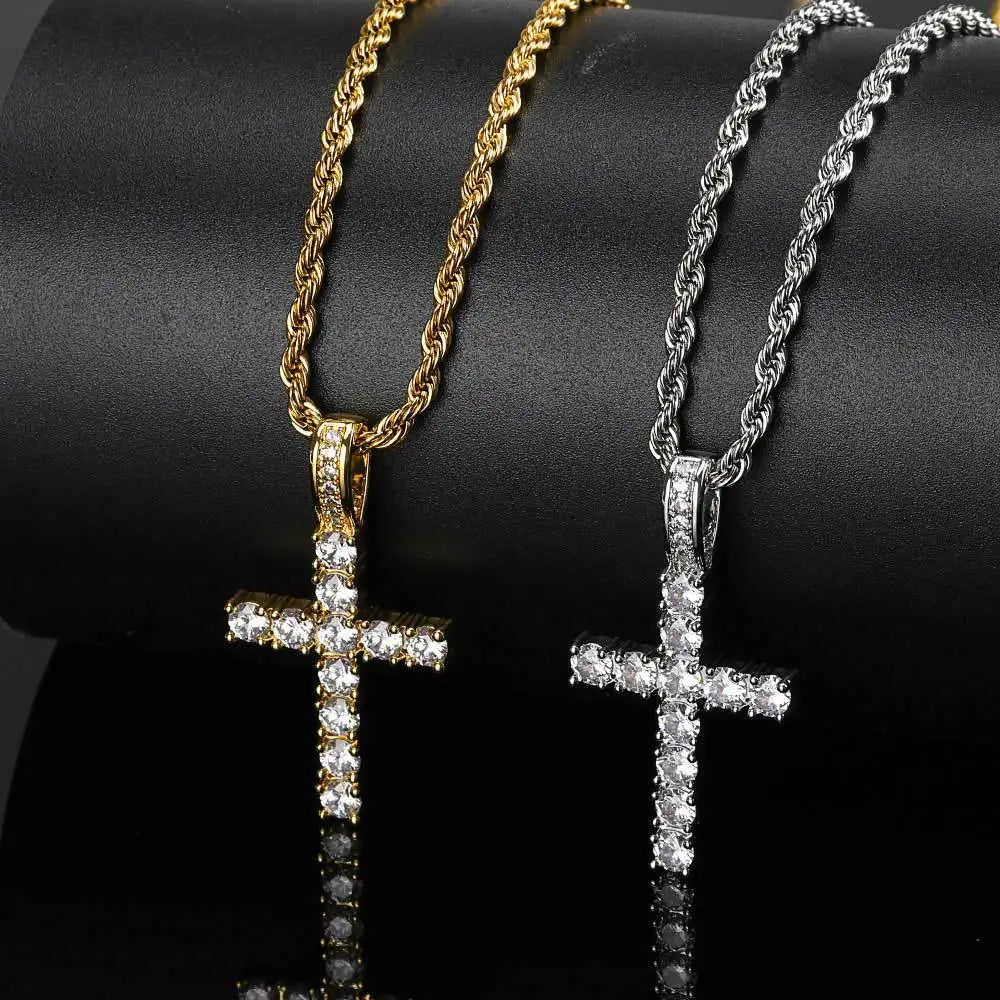 Iced Out Cross Pendant Necklace