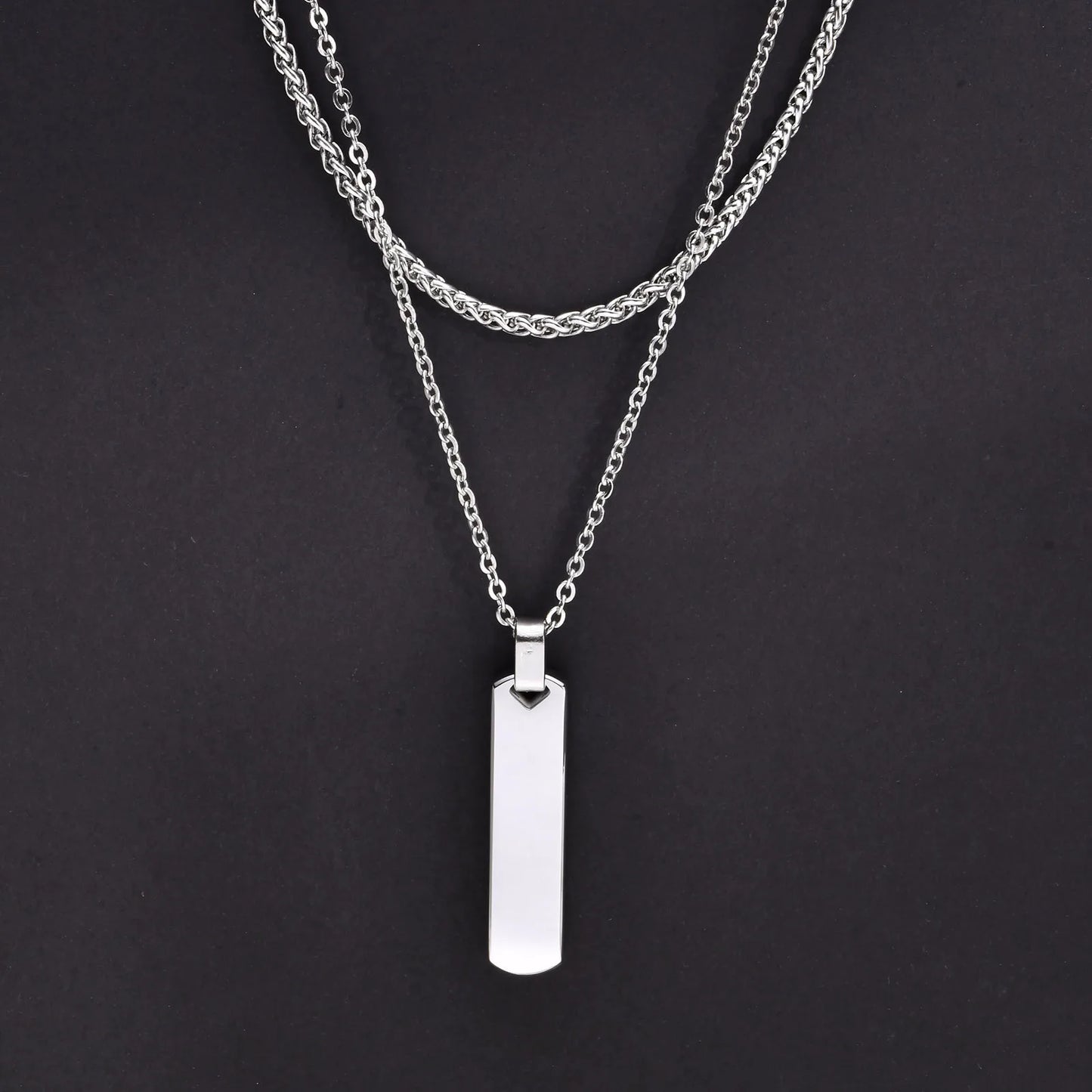 Vertical Bar Stacked Necklaces for Men Boys,Stainless Steel Cuban Chain Twisted Rope Chain Collar,Stylish Jewelry Sets Gifts