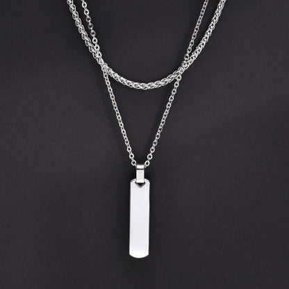 Vertical Bar Stacked Necklaces for Men Boys,Stainless Steel Cuban Chain Twisted Rope Chain Collar,Stylish Jewelry Sets Gifts