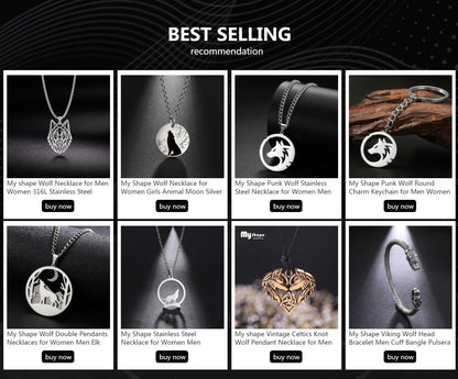 My shape Wolf Necklace for Men Women Stainless Steel Necklaces Men's chain Fashion Animal Male Necklace Punk Jewelry Boy Gifts