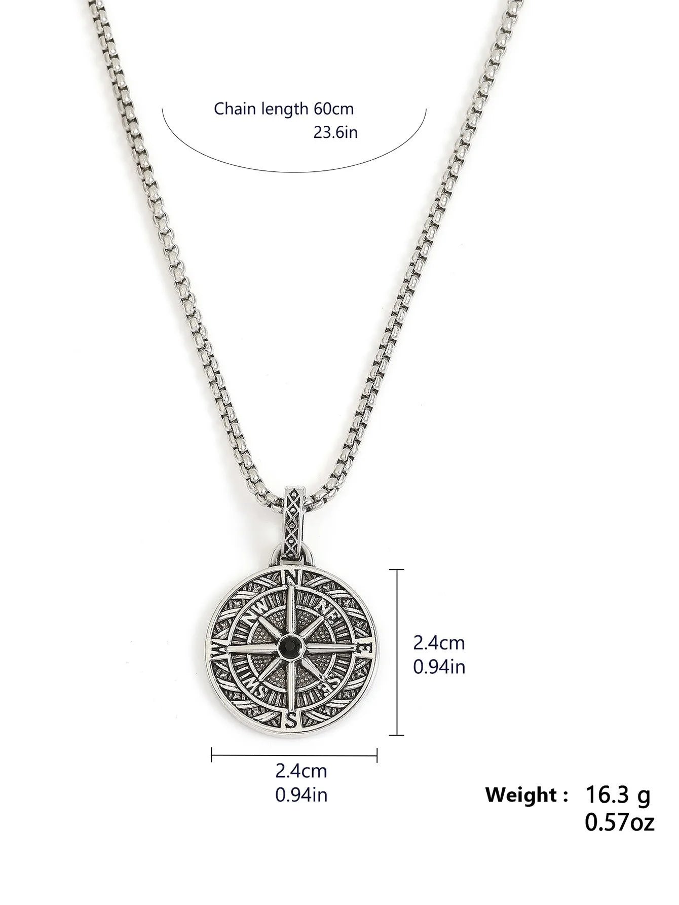 Pirate Ship Compass Pendant Necklace