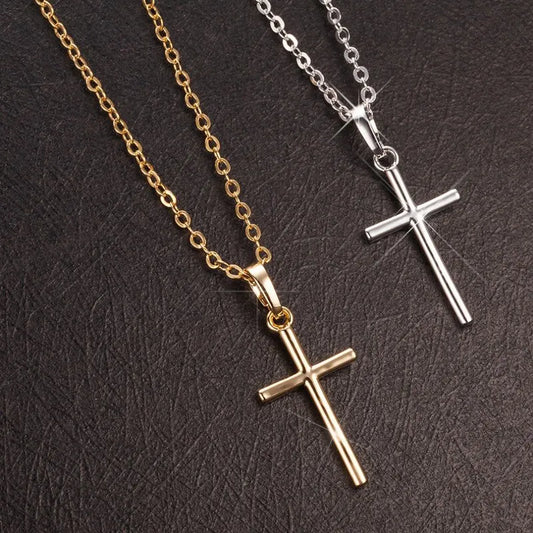 2pcs Unisex Alloy Pendant Necklace – Gold & Silver Set