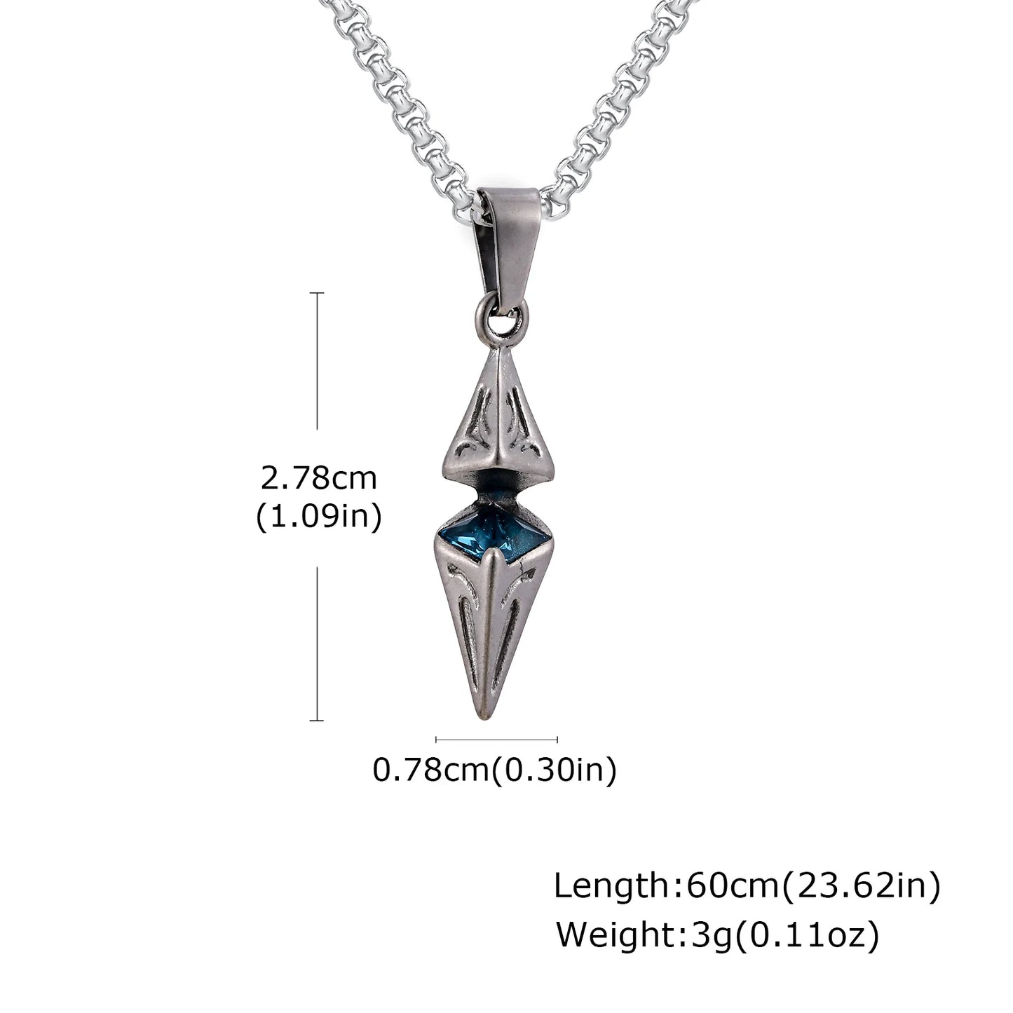 Stylish Blue Stone Necklaces for Men Women,Stainless Steel Geometric Pendant Collar,Valentine's Birthday Party Gift for Him