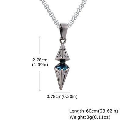 Stylish Blue Stone Necklaces for Men Women,Stainless Steel Geometric Pendant Collar,Valentine's Birthday Party Gift for Him