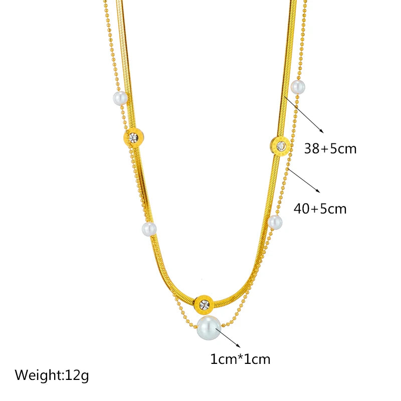Stainless Steel Pearl Heart & Butterfly Cross Pendant Necklace