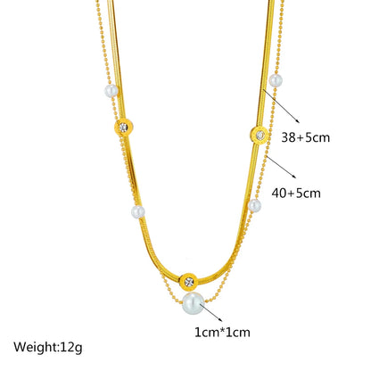 Stainless Steel Pearl Heart & Butterfly Cross Pendant Necklace