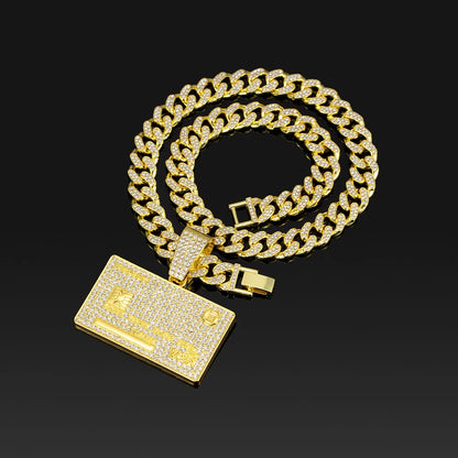 Credit Card Pendant Cuban Chain Necklace