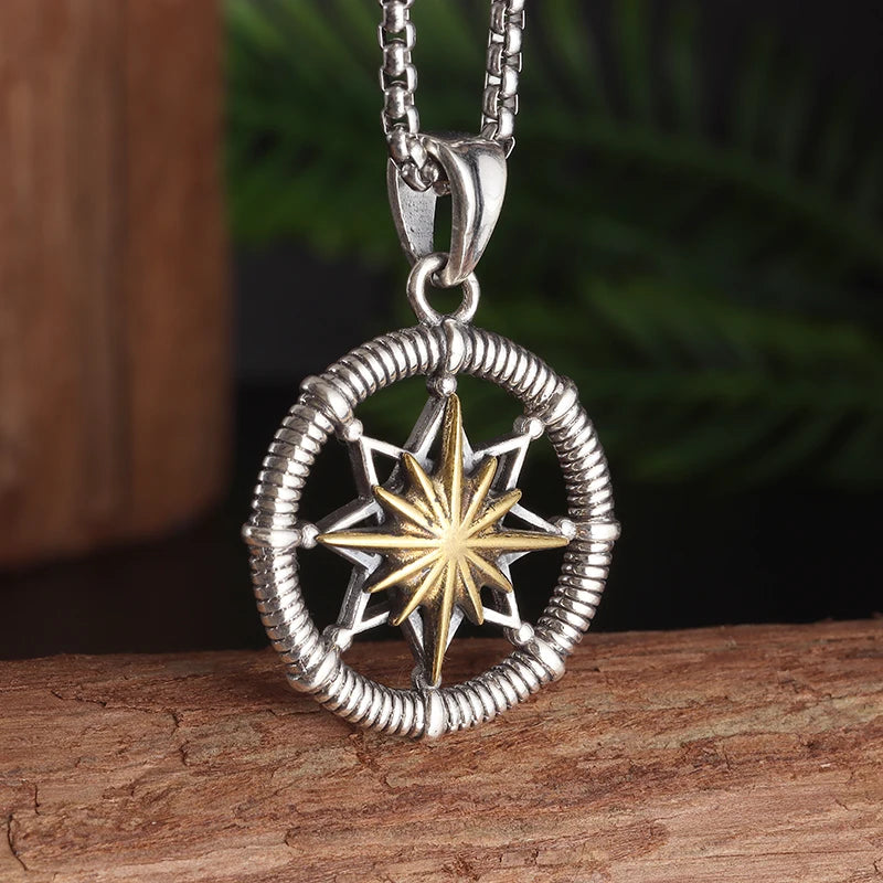 Retro Gothic Blue Evil Eye Protection Pendant Necklace for Men Boys Biker Amulets Punk Jewelry Gifts