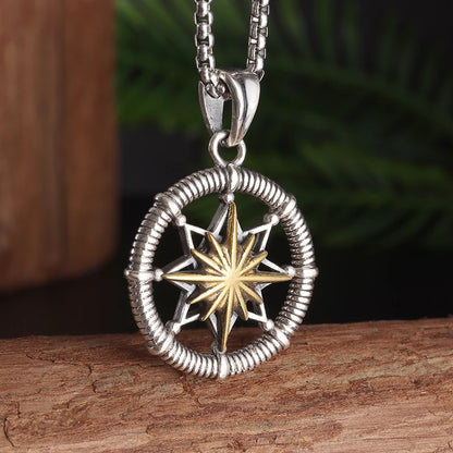 Retro Gothic Blue Evil Eye Protection Pendant Necklace for Men Boys Biker Amulets Punk Jewelry Gifts