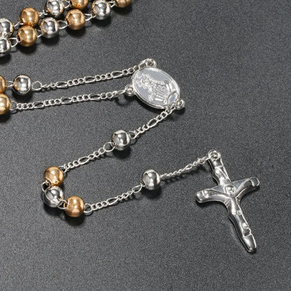 Metal Bead Rosary Necklace