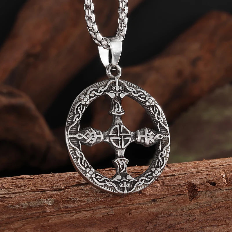 Retro Gothic Blue Evil Eye Protection Pendant Necklace for Men Boys Biker Amulets Punk Jewelry Gifts