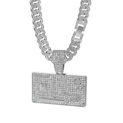 Credit Card Pendant Cuban Chain Necklace