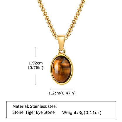 Trendy Pendant Necklaces for Men Boys,Square Natural Stone Stainless Steel Necklaces,New Hip Hop Cool Jewelry Gifts