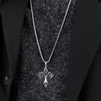 Flame Cross Pendant Necklace