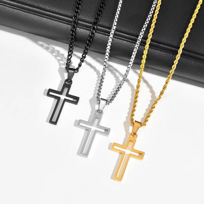 Casual Hollow Cross Pendant Necklace