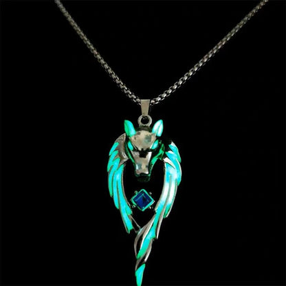 Fashion Wolf Pendant Necklaces For Men Glow Domineering Animal Vintage Chain Glowing Necklace Punk Hiphop Jewelry Accessories