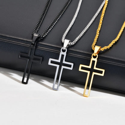 Casual Hollow Cross Pendant Necklace