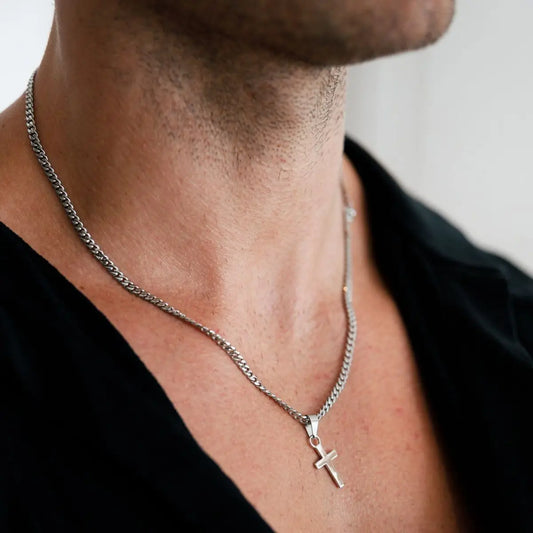 Casual Cross Pendant Necklaces for Men Boys,Waterproof Stainless Steel Pendant Necklaces,Anniversary Birthday Jewelry Gifts