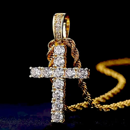 Iced Out Cross Pendant Necklace