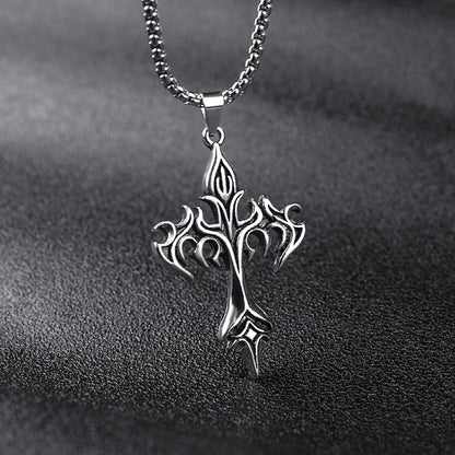 Steel Warrior Cross Necklace