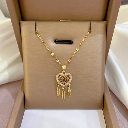Crystal Heart Dreamcatcher Necklace