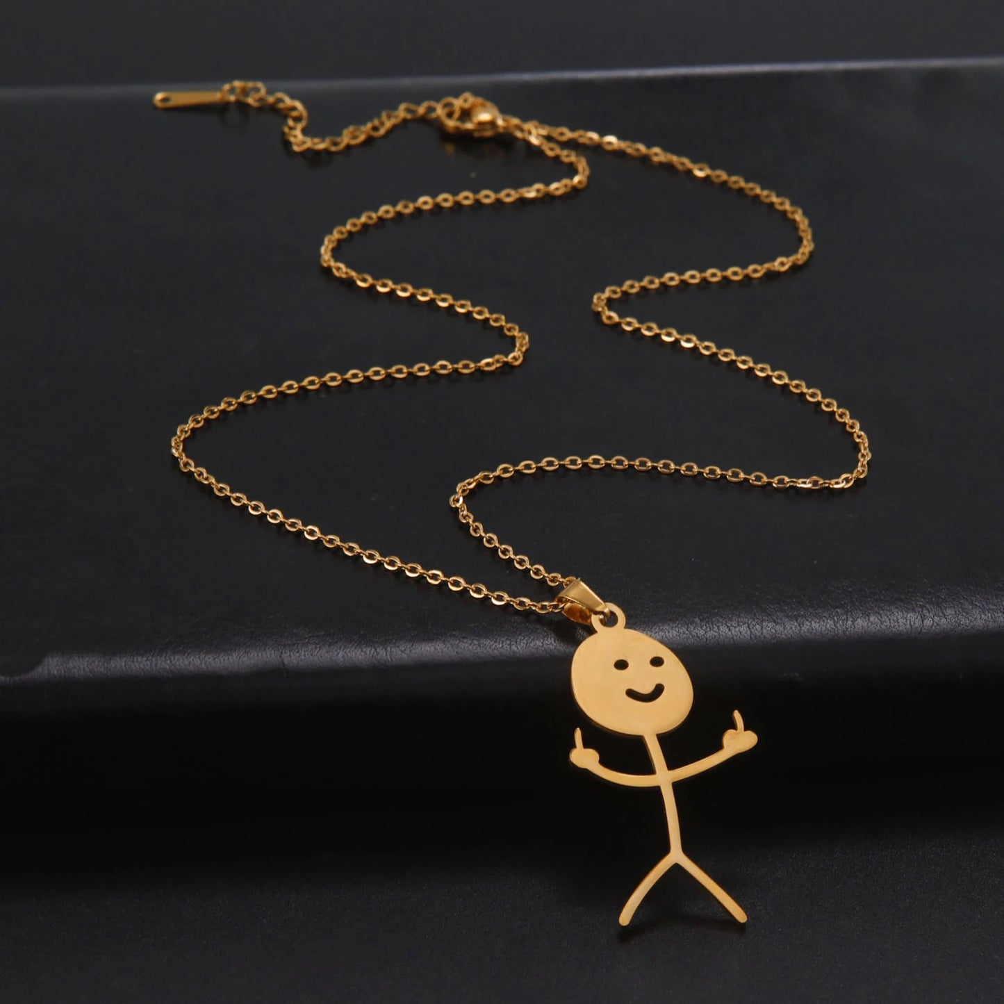 Stickman Middle Finger Pendant Necklace