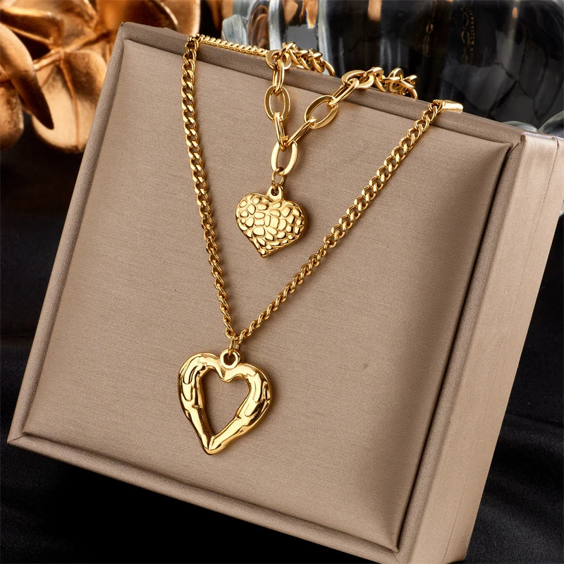 Folded Heart Pendant Necklace