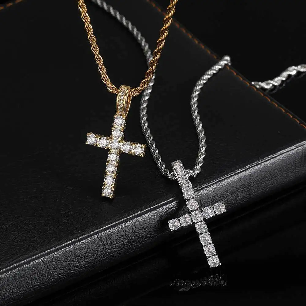 Iced Out Cross Pendant Necklace
