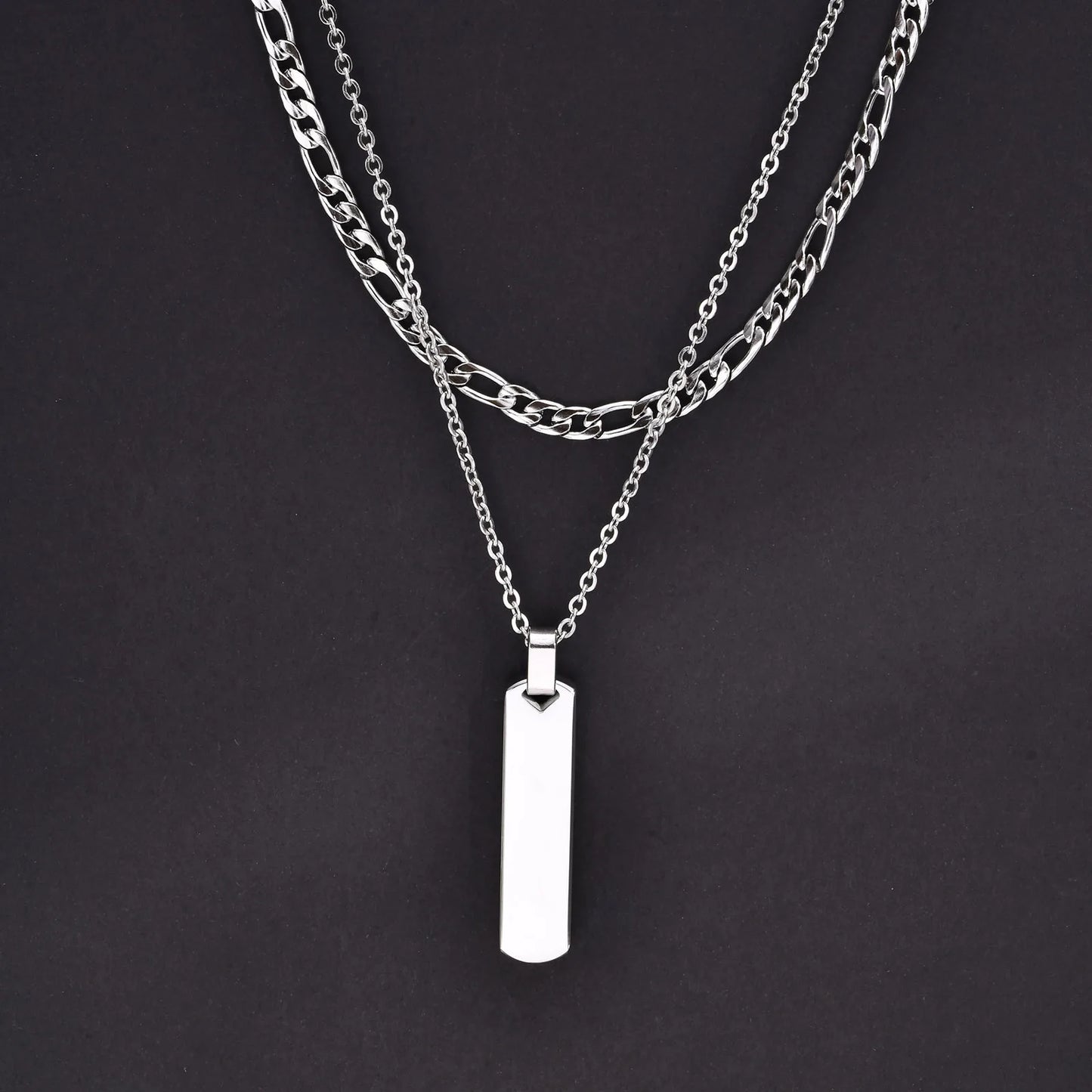 Vertical Bar Stacked Necklaces for Men Boys,Stainless Steel Cuban Chain Twisted Rope Chain Collar,Stylish Jewelry Sets Gifts