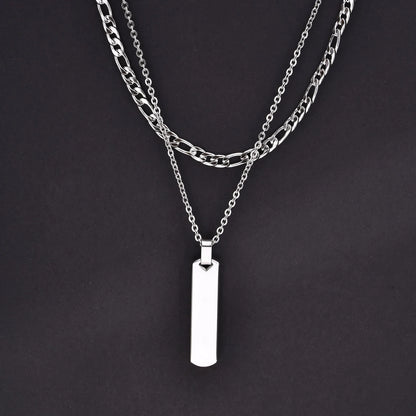 Vertical Bar Stacked Necklaces for Men Boys,Stainless Steel Cuban Chain Twisted Rope Chain Collar,Stylish Jewelry Sets Gifts