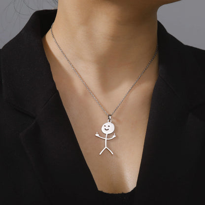 Stickman Middle Finger Pendant Necklace