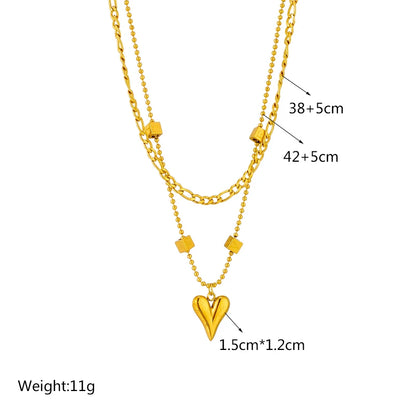 Stainless Steel Pearl Heart & Butterfly Cross Pendant Necklace