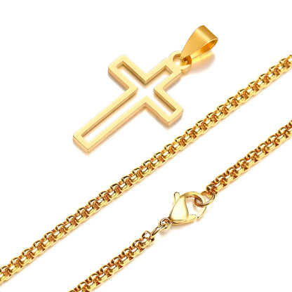 Casual Hollow Cross Pendant Necklace