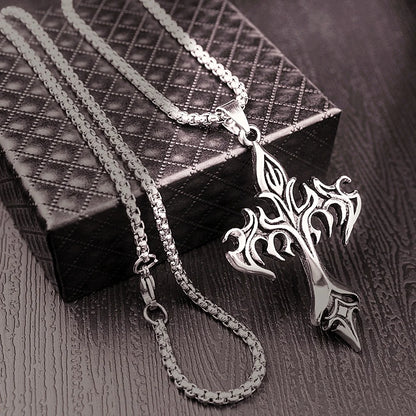 Flame Cross Pendant Necklace
